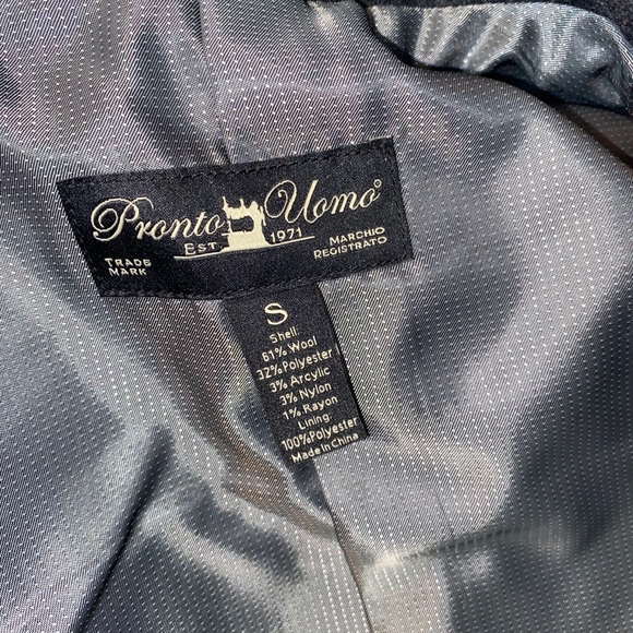 Pronto Uomo double breasted men’s  wool coat sizeS - Picture 2 of 5